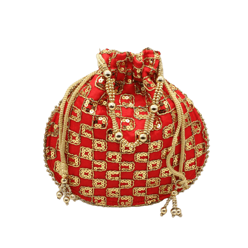8x9 Fancy Potli Bag Return Gifts For Ladies | Red Colour - Bakeyy.com - India - 8x9 Fancy Potli Bag Return Gifts For Ladies | Red Colour - Default Title