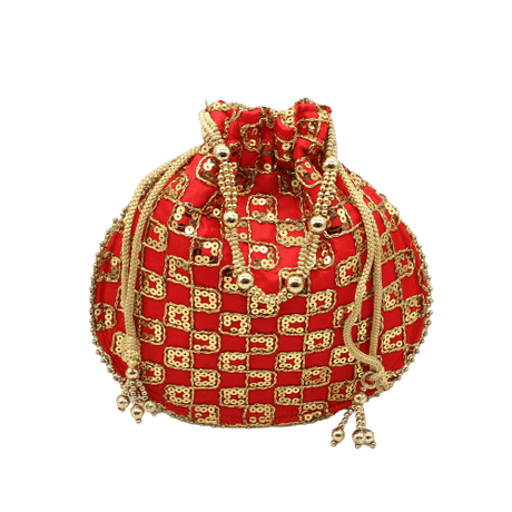 8x9 Fancy Potli Bag Return Gifts For Ladies | Red Colour - Bakeyy.com - India - 8x9 Fancy Potli Bag Return Gifts For Ladies | Red Colour - Default Title
