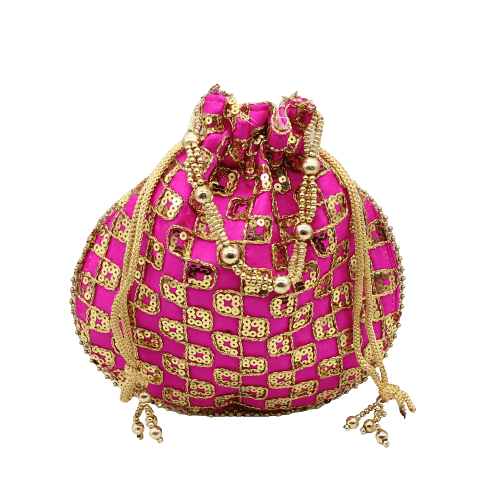 8x9 Fancy Potli Bag Return Gifts For Ladies | Rose Pink Colour - Bakeyy.com - India - 8x9 Fancy Potli Bag Return Gifts For Ladies | Rose Pink Colour - Default Title