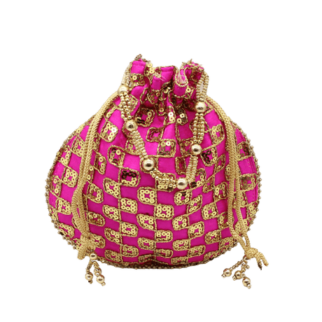8x9 Fancy Potli Bag Return Gifts For Ladies | Rose Pink Colour - Bakeyy.com - India - 8x9 Fancy Potli Bag Return Gifts For Ladies | Rose Pink Colour - Default Title