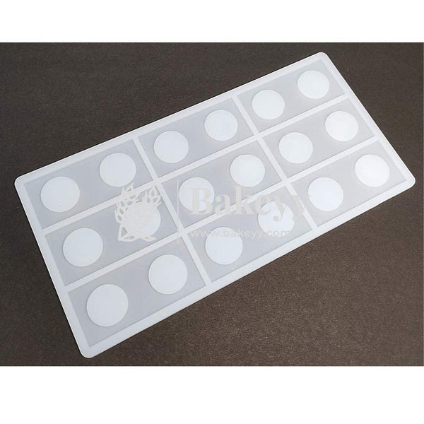 9 Cavity Rectangle with 2 Circle Design Chocolate Silicon Garnishing Mould - Bakeyy.com