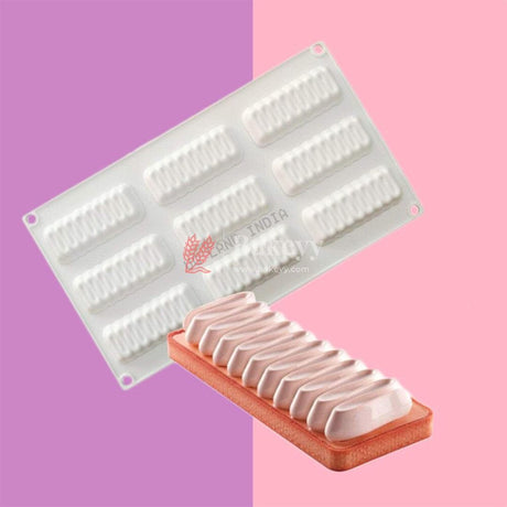 9 Cavity Silicon 3D Rectangle shape Entremet Cake Mould Mousse Mould - Bakeyy.com - India - 9 Cavity Silicon 3D Rectangle shape Entremet Cake Mould Mousse Mould - Default Title