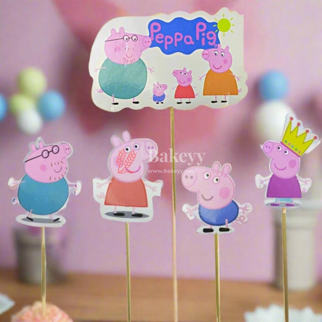 6pcs Peppa Pig theme Birthday Cake Topper| Cupcake Toppers| Bday Decorations Items - Bakeyy.com - India - 6pcs Peppa Pig theme Birthday Cake Topper| Cupcake Toppers| Bday Decorations Items - Default Title