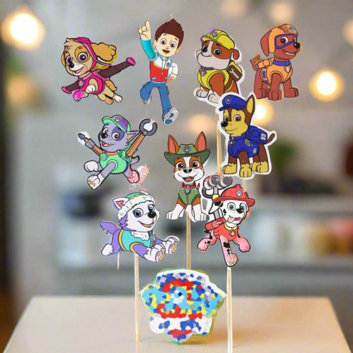 6pcs Paw Patrol theme Birthday Cake Topper| Cupcake Toppers| Bday Decorations Items - Bakeyy.com