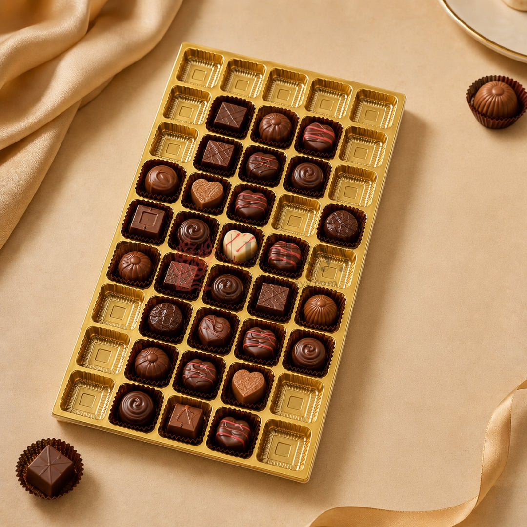 96 Elegant Gold Plastic Tray with Square Cavities for Confectionery and Packaging | Pack of 10
