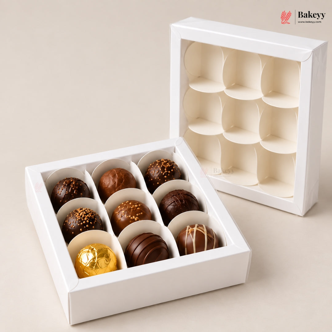 9 Cavity Chocolate Box | White Color Cavity Box | Pack of 25