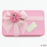 Light Pink Rectangle Empty Decorative Tin Box | Mixed Bow Designs| 19x11x4.5Cm Tin Box| 1 Piece