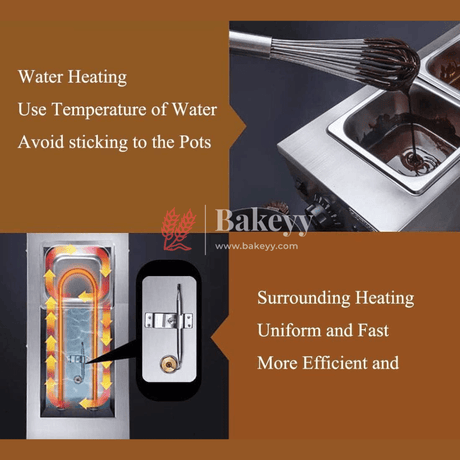 Professional 3 -Pot Chocolate Melting Machine | Dual Functionality for Effortless Dessert Creations - Bakeyy.com - India - Professional 3 -Pot Chocolate Melting Machine | Dual Functionality for Effortless Dessert Creations - Default Title