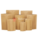 200g | Kraft Zip Lock Pouch | Brown | 13x21x4 CM | Standing Pouch - Bakeyy.com - India - 200g | Kraft Zip Lock Pouch | Brown | 13x21x4 CM | Standing Pouch - Pack Of 50 / 13x21x4 cm / 200 g