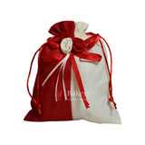15x20cm| Red & Cream Jute Potli Bag with Floral Accent | Traditional Potli Bag | Wedding Favor Bag | Jewelry Pouch | Floral Accent Gift Bag | Pack of 10