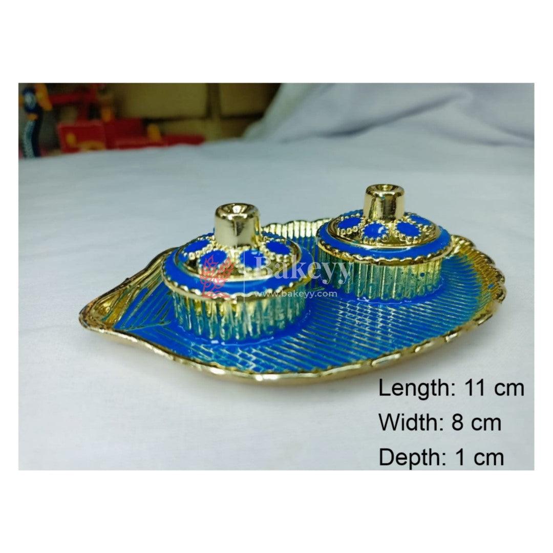 Plastic Kumkum Holder Stone Decorated 2-in-1 Haldi/Kumkum Holder- 2 - Bakeyy.com - India - Plastic Kumkum Holder Stone Decorated 2-in-1 Haldi/Kumkum Holder- 2 - Blue