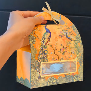 Embossed Traditional Print Goodie Box with Window & Handle | 3 Designs | Pack of 10
