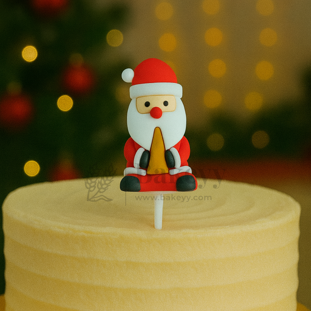 Santa Claus with Golden Bell Cake Topper | Christmas Miniature Figurines | Christmas Decor | Pack of 10