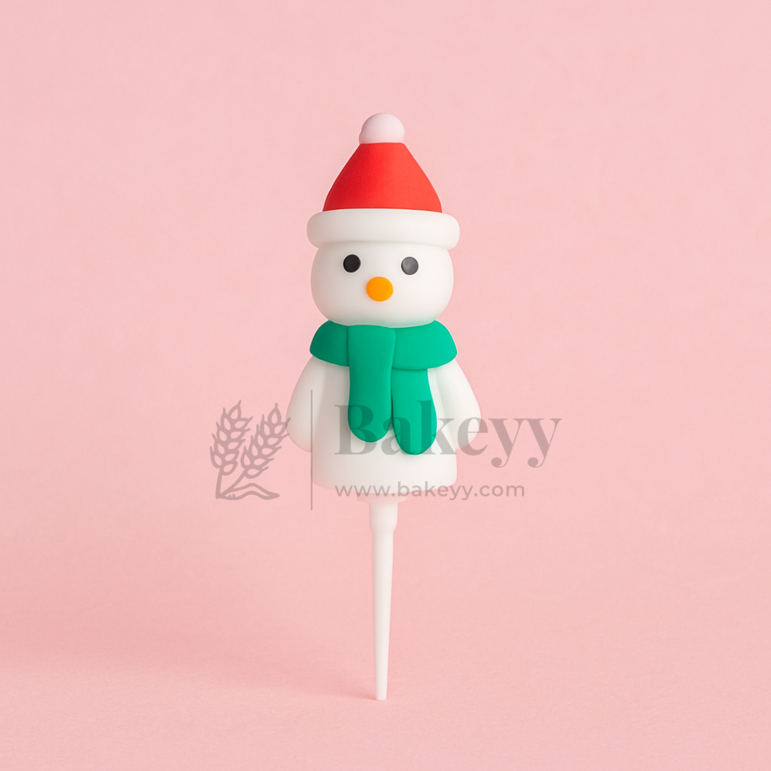 Snowman with Green Scarf Cake Topper | Christmas Miniature Figurines | Christmas Decor | Pack of 10