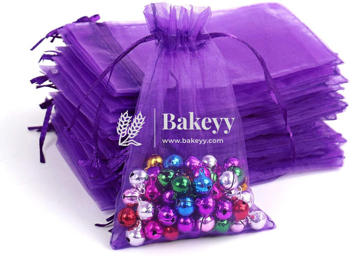 9x12 Inch | Organza Potli Bags | Purple Colour | Candy Bag - Bakeyy.com
