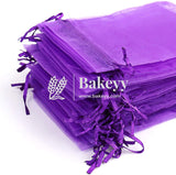 22x31 cm | Organza Potli Bags | Purple Colour | Candy Bag | - Bakeyy.com - India - 22x31 cm | Organza Potli Bags | Purple Colour | Candy Bag | - Pack Of 50 / 22x31 cm / 9x12 inch / Purple