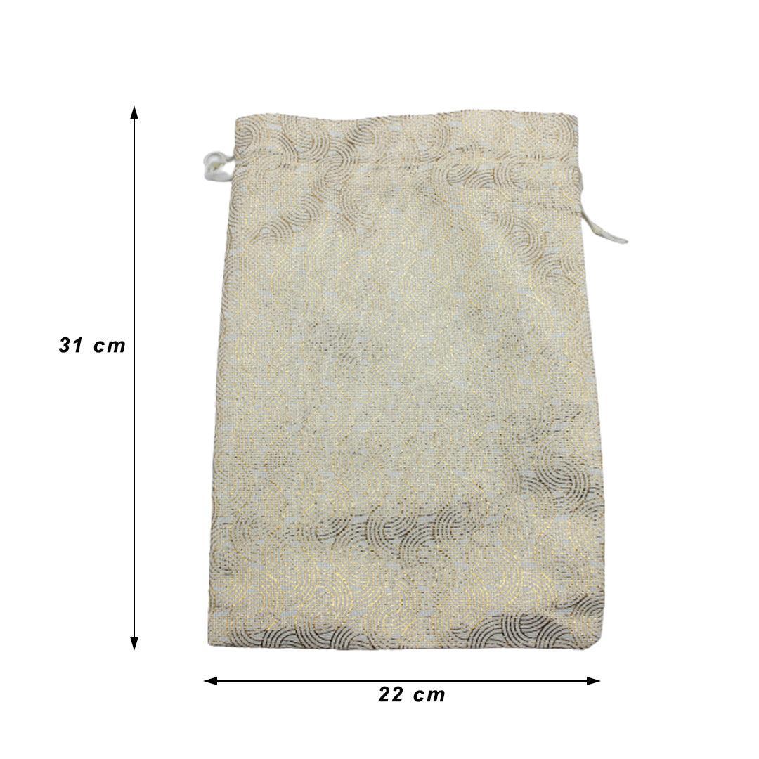 22x31 CM | White Color Printed | Printed Potli Jute Bag | Gift Return Gifts Bags | Drawstring Bags | Pack Of 10 - Bakeyy.com - India - 22x31 CM | White Color Printed | Printed Potli Jute Bag | Gift Return Gifts Bags | Drawstring Bags | Pack Of 10 - Default Title