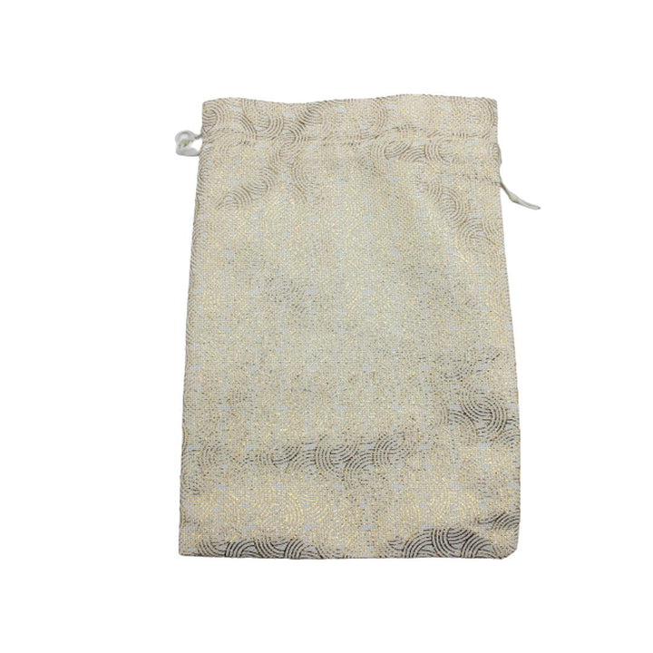 9x12 White Color Printed | Printed Potli Jute Bag | Gift Return Gifts Bags | Drawstring Bags | Pack Of 10 - Bakeyy.com
