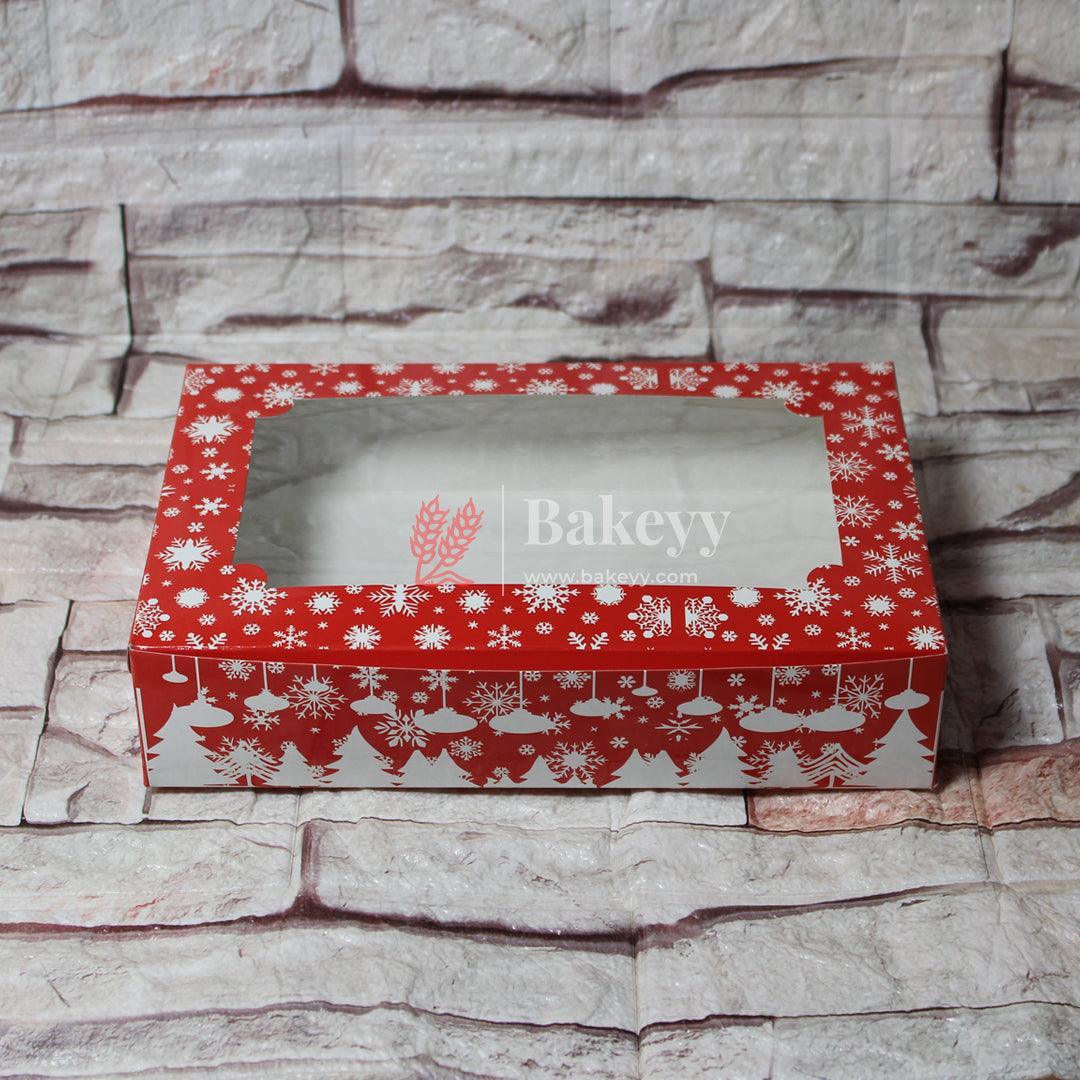 9x6x2 inch | Christmas Themed Red Pastry Box | 6 pc Brownie Cake Box With Window | Festive Treat Packaging | Pack Of 10| - Bakeyy.com - India - 9x6x2 inch | Christmas Themed Red Pastry Box | 6 pc Brownie Cake Box With Window | Festive Treat Packaging | Pack Of 10| - Default Title