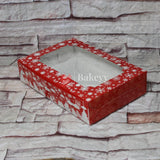 9x6x2 inch | Christmas Themed Red Pastry Box | 6 pc Brownie Cake Box With Window | Festive Treat Packaging | Pack Of 10| - Bakeyy.com - India - 9x6x2 inch | Christmas Themed Red Pastry Box | 6 pc Brownie Cake Box With Window | Festive Treat Packaging | Pack Of 10| - Default Title