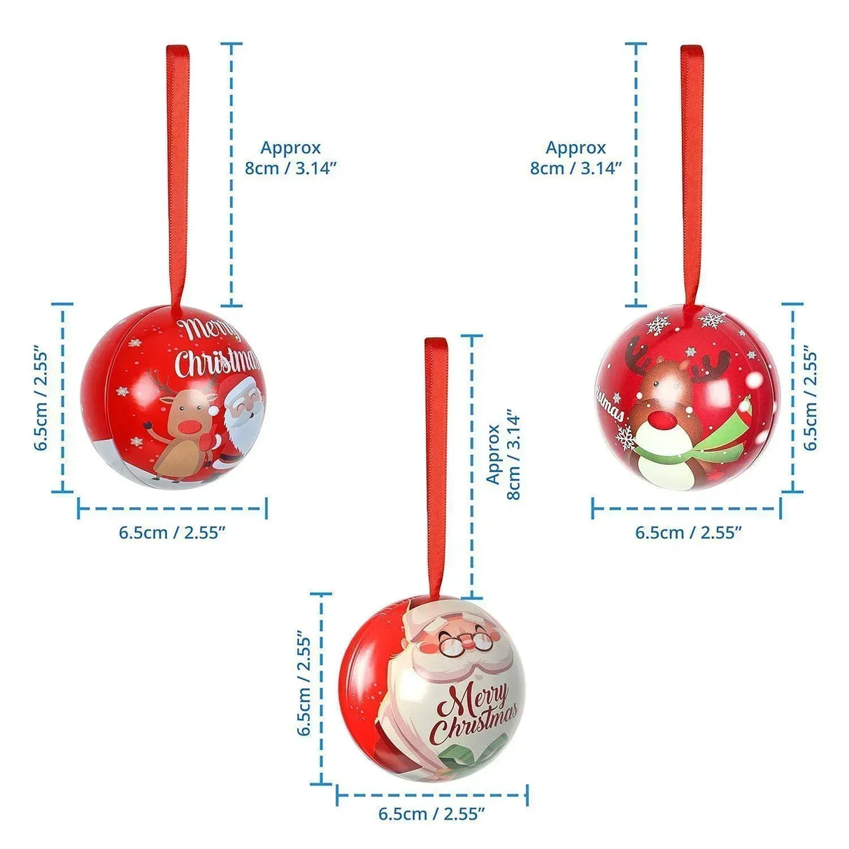 6 Pcs Christmas Tin Tree Decorations - 6.5 cm - Hanging Decor| Candy Jar Round Tree Balls with String - Xmas & New Year Decoration Ornament Item for Home, Office, Church - Bakeyy.com - India - 6 Pcs Christmas Tin Tree Decorations - 6.5 cm - Hanging Decor| Candy Jar Round Tree Balls with String - Xmas & New Year Decoration Ornament Item for Home, Office, Church - Default Title