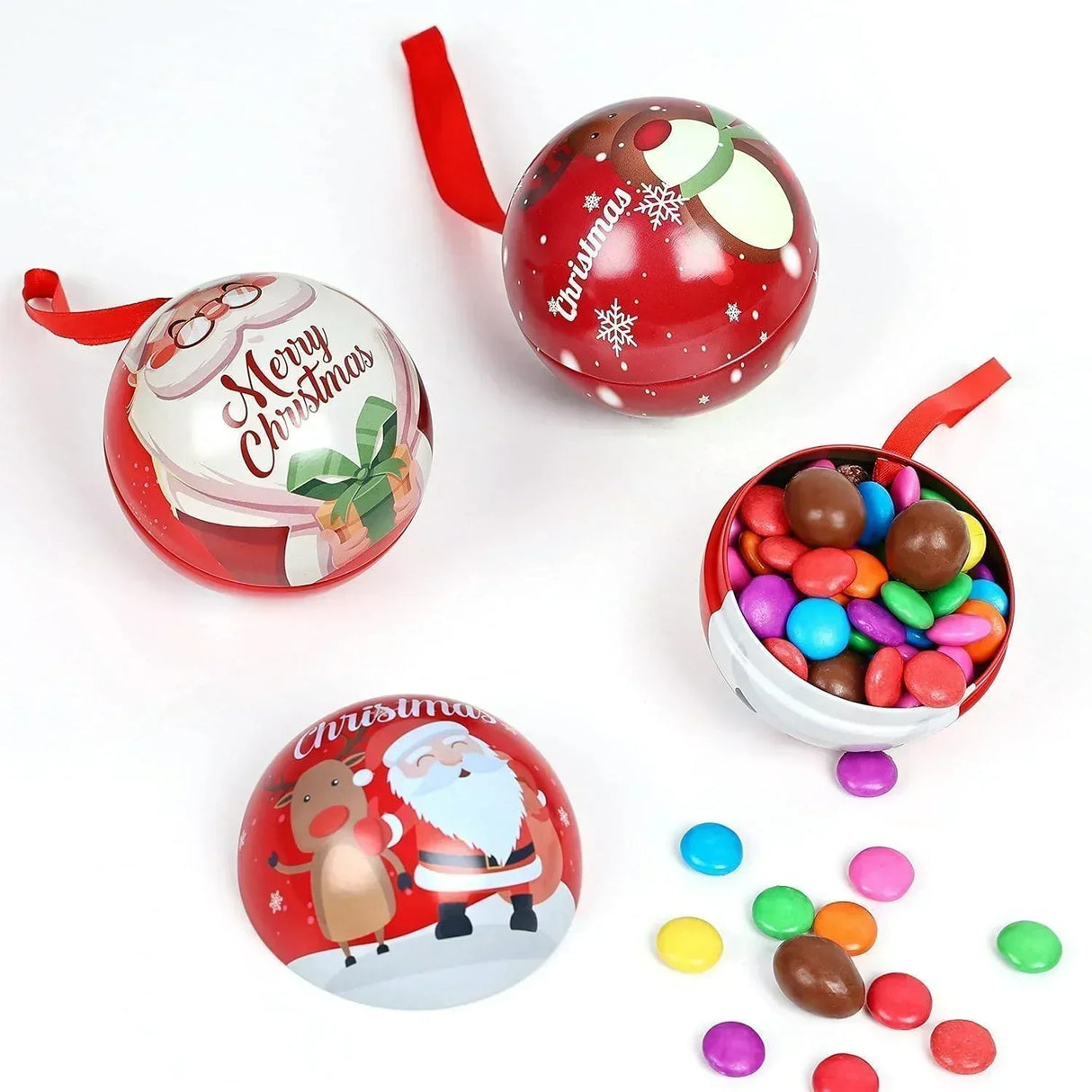 6 Pcs Christmas Tin Tree Decorations - 6.5 cm - Hanging Decor| Candy Jar Round Tree Balls with String - Xmas & New Year Decoration Ornament Item for Home, Office, Church - Bakeyy.com - India - 6 Pcs Christmas Tin Tree Decorations - 6.5 cm - Hanging Decor| Candy Jar Round Tree Balls with String - Xmas & New Year Decoration Ornament Item for Home, Office, Church - Default Title