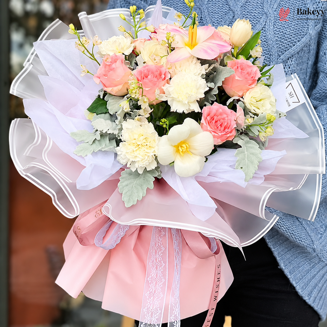 Gradient Korean Flower Bouquet Cover Sheet | Pack of 20