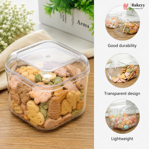 D-60 | Acrylic Square Plastic Food Container with Lid for Desserts, Snacks & Takeaway | Pack of 80