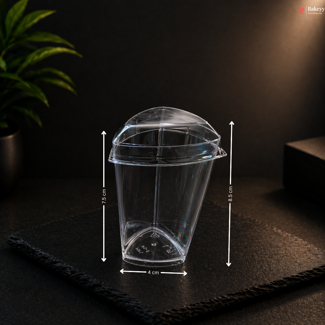 Acrylic | Triangle | Clear Dessert Cup with Lid 1