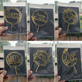 6" Acrylic Happy Birthday Cake Topper | Round Frame Design | Multiple Designs Available | Pack of 5