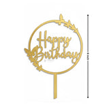 6" Acrylic Happy Birthday Cake Topper | Round Frame Design | Multiple Designs Available | Pack of 5