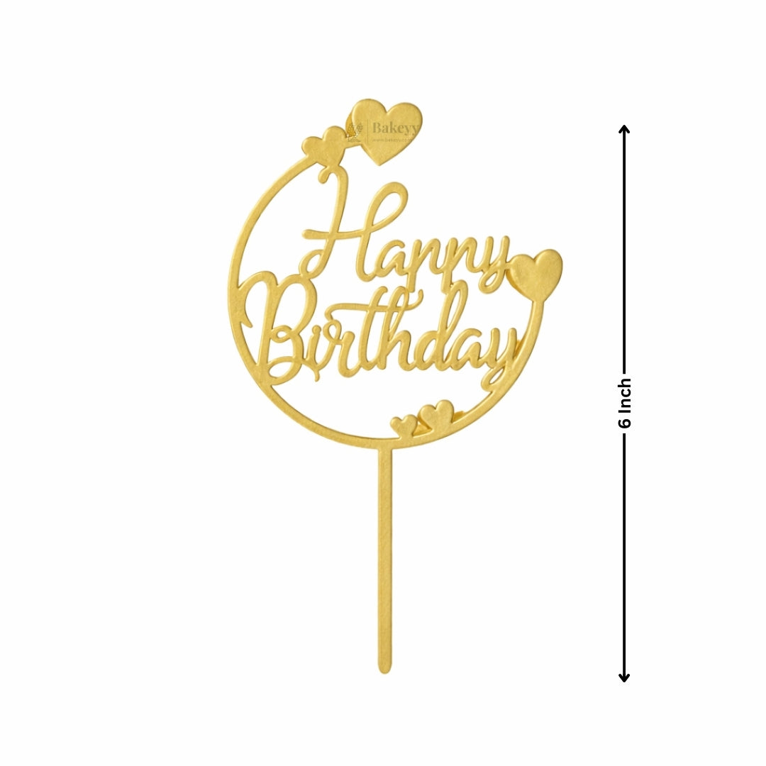 6" Acrylic Happy Birthday Cake Topper | Round Frame Design | Multiple Designs Available | Pack of 5
