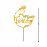 6" Acrylic Happy Birthday Cake Topper | Round Frame Design | Multiple Designs Available | Pack of 5