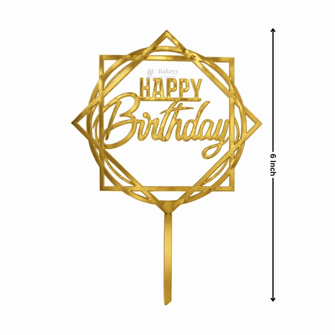 6" Acrylic Happy Birthday Cake Topper | Round Frame Design | Multiple Designs Available | Pack of 5