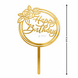 6" Acrylic Happy Birthday Cake Topper | Round Frame Design | Multiple Designs Available | Pack of 5
