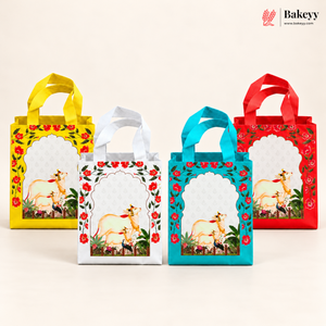 Traditional Printed Non-Woven Gift Bag with Handle | 2 Designs | Multiple Colours | Pack of 25