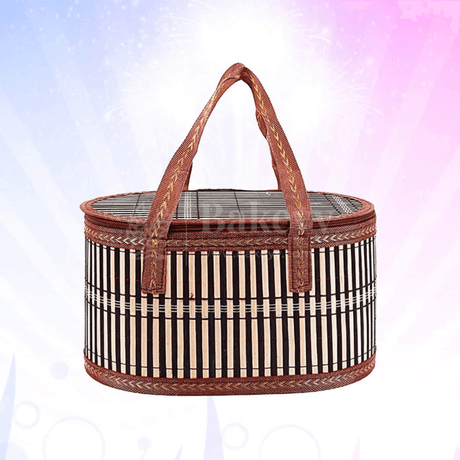 Folding Oval Basket With Zip | Storage Basket | Picnic Basket | Toy Storage basket | House Warming | Baby Shower - Bakeyy.com - India - Folding Oval Basket With Zip | Storage Basket | Picnic Basket | Toy Storage basket | House Warming | Baby Shower - Default Title