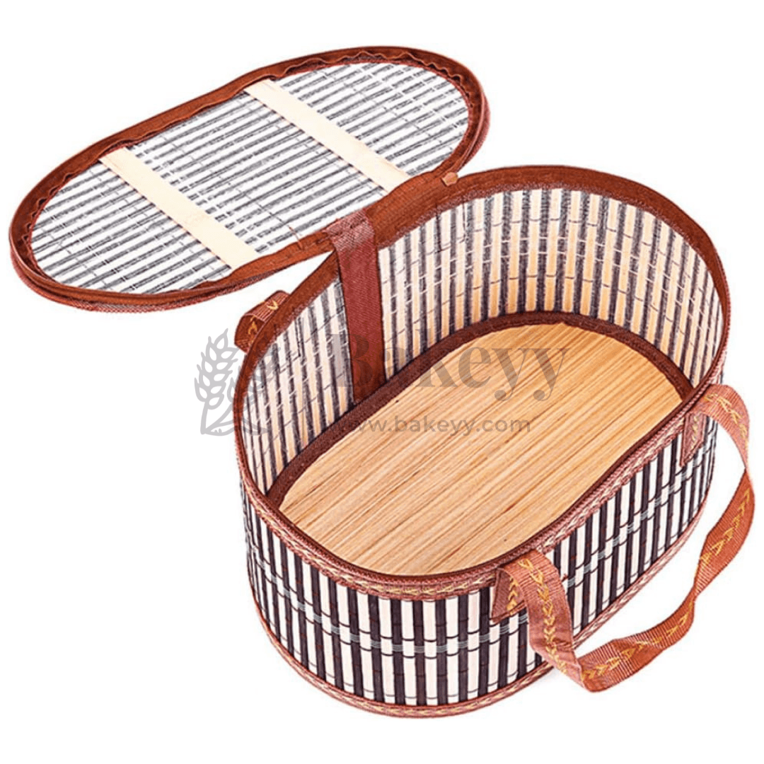 Folding Oval Basket With Zip | Storage Basket | Picnic Basket | Toy Storage basket | House Warming | Baby Shower - Bakeyy.com - India - Folding Oval Basket With Zip | Storage Basket | Picnic Basket | Toy Storage basket | House Warming | Baby Shower - Default Title