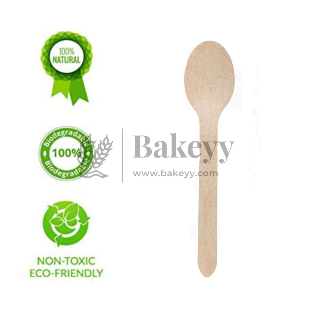 160mm Disposable Wooden Spoon | Pack of 100 | Bio-Degradable - Bakeyy.com - India - 160mm Disposable Wooden Spoon | Pack of 100 | Bio-Degradable - Default Title