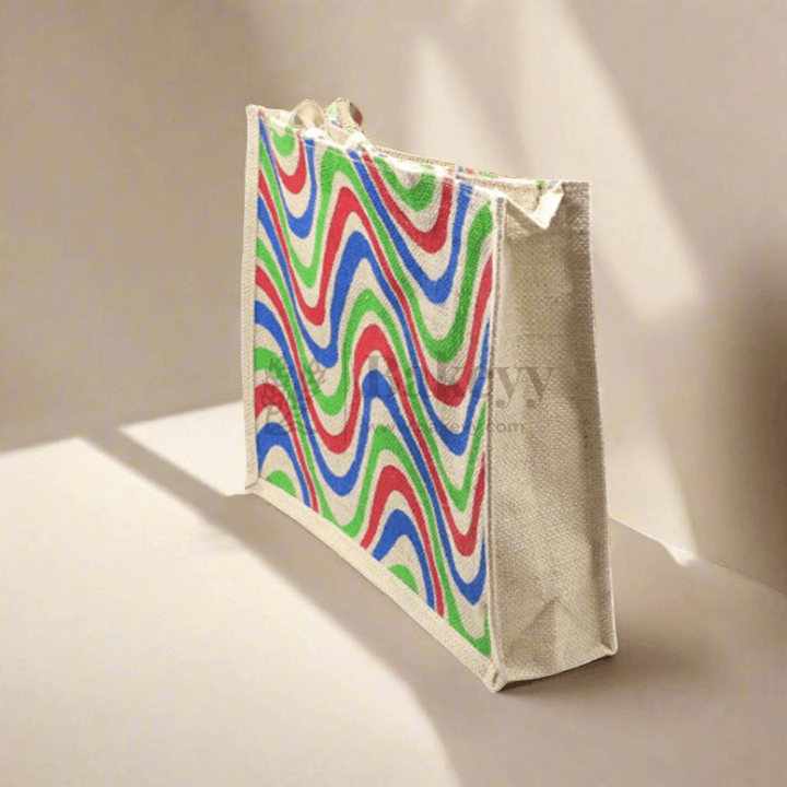 13x16 Fancy Jute Bag Rainbow Design - Bakeyy.com - India - 13x16 Fancy Jute Bag Rainbow Design - Default Title