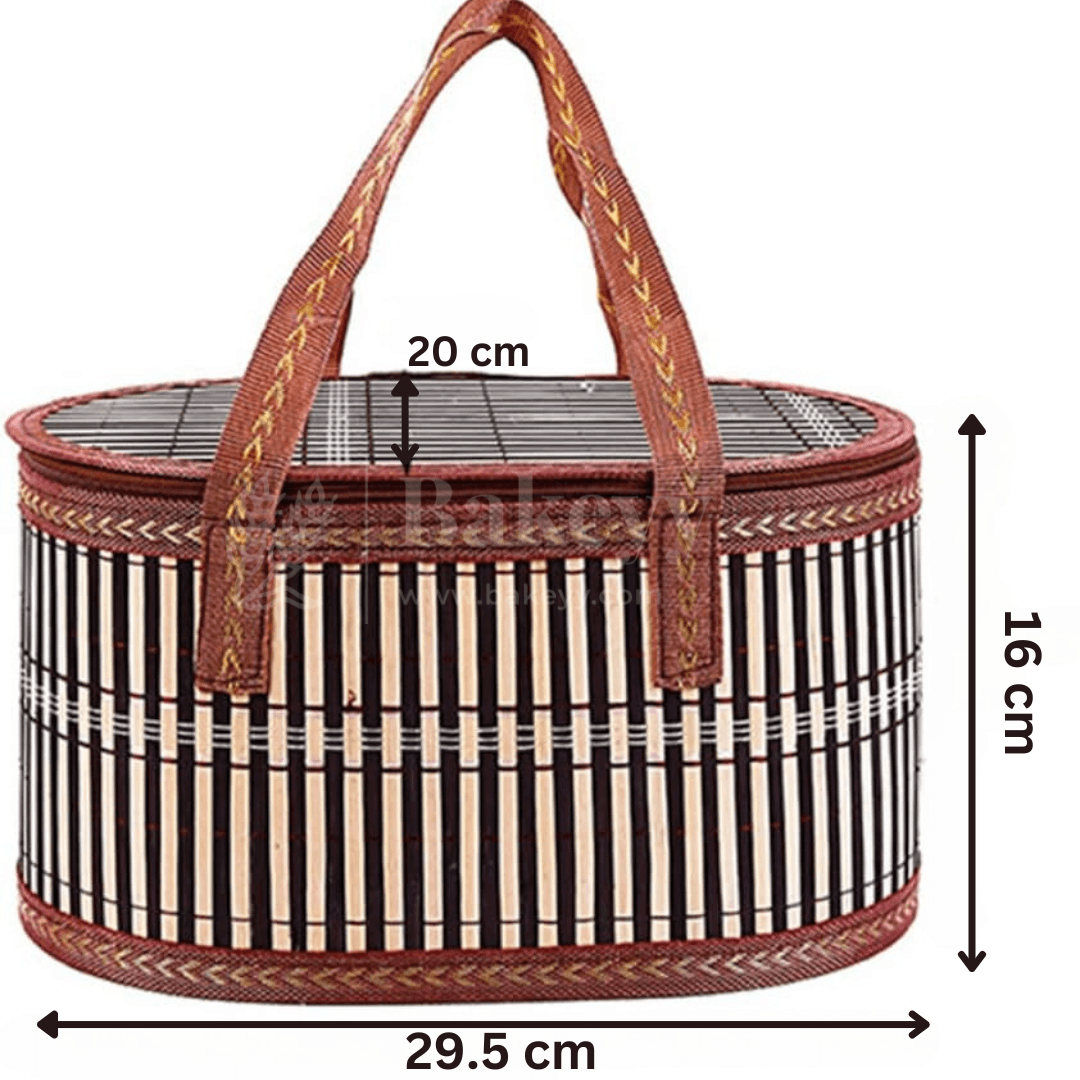 Folding Oval Basket With Zip | Storage Basket | Picnic Basket | Toy Storage basket | House Warming | Baby Shower - Bakeyy.com - India - Folding Oval Basket With Zip | Storage Basket | Picnic Basket | Toy Storage basket | House Warming | Baby Shower - Default Title