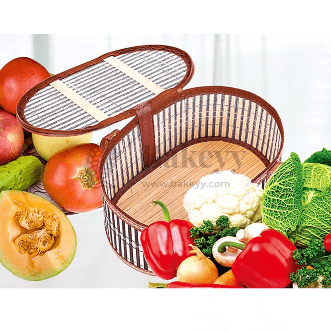 Folding Oval Basket With Zip | Storage Basket | Picnic Basket | Toy Storage basket | House Warming | Baby Shower - Bakeyy.com - India - Folding Oval Basket With Zip | Storage Basket | Picnic Basket | Toy Storage basket | House Warming | Baby Shower - Default Title