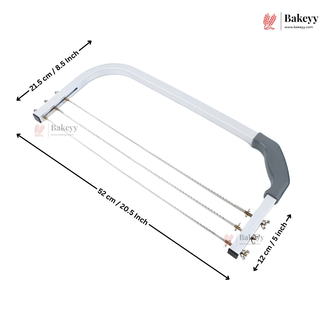 Hacksaw with measurements and Bakeyy branding on a white background