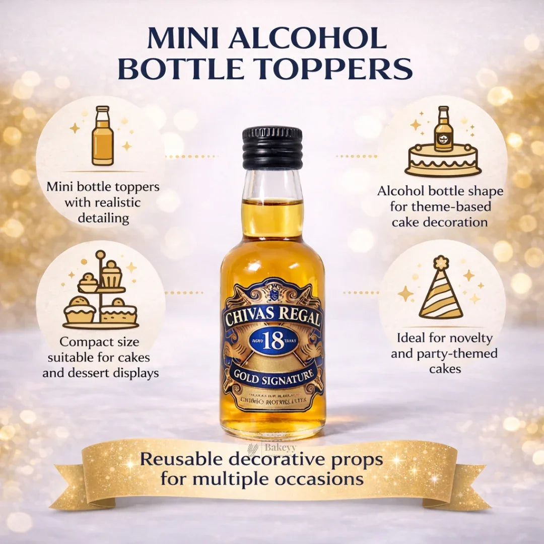 Mini Alcohol Bottle Cake Toppers | Decorative Cake Props | Multiple Designs Available | Pack Of 1
