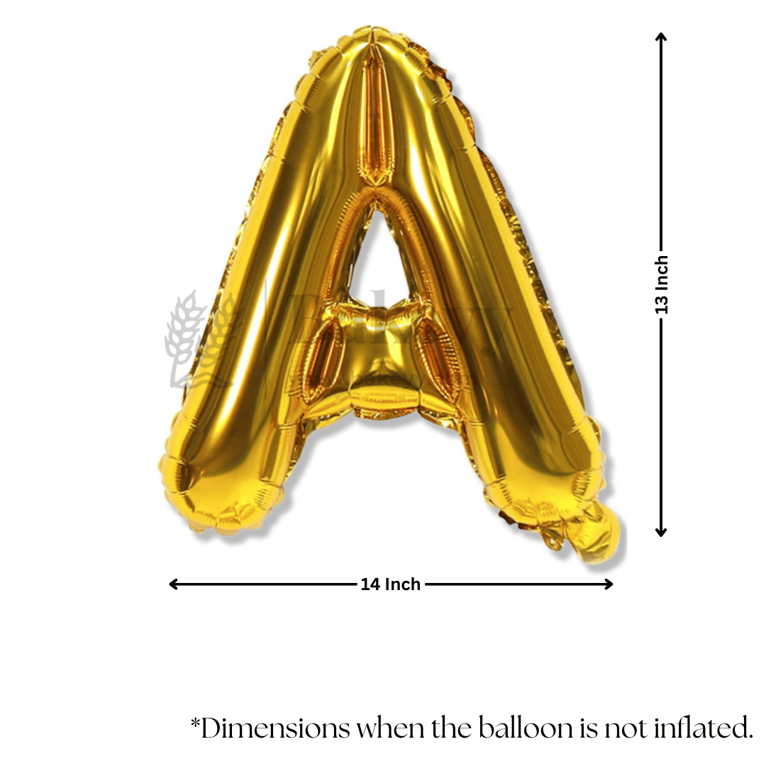 Metallic Gold Alphabet A Foil Balloon | Party Decoration | 1 Piece