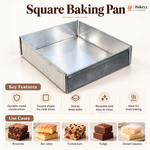 Aluminium Square Brownie Tray | Multiple Sizes | Pack of 1