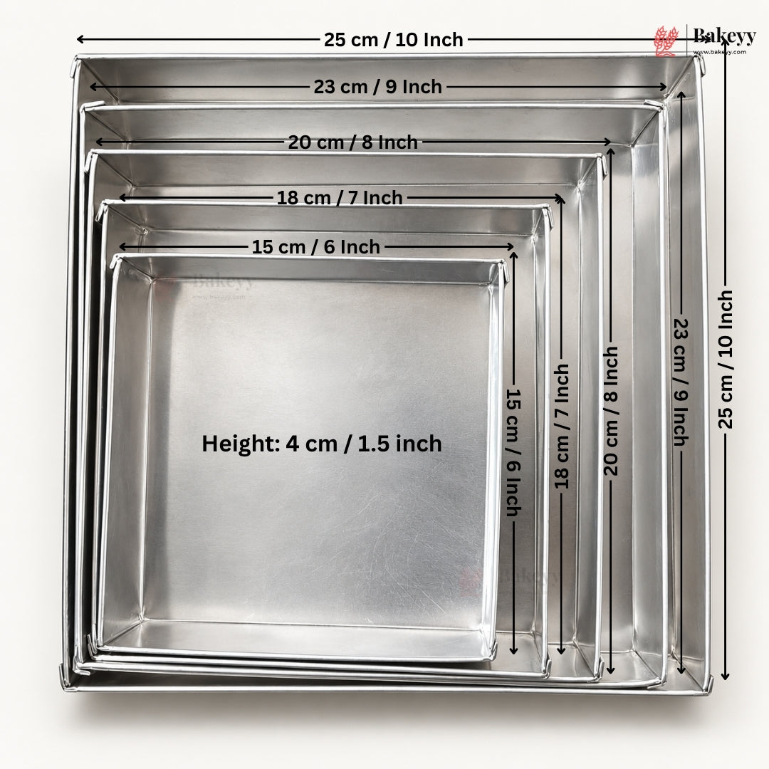 Aluminium Square Brownie Tray | Multiple Sizes | Pack of 1