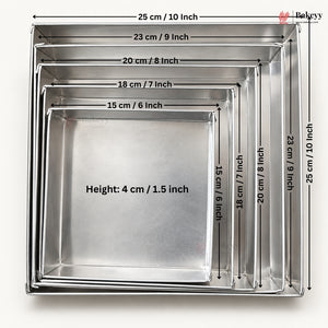 Aluminium Square Brownie Tray | Multiple Sizes | Pack of 1