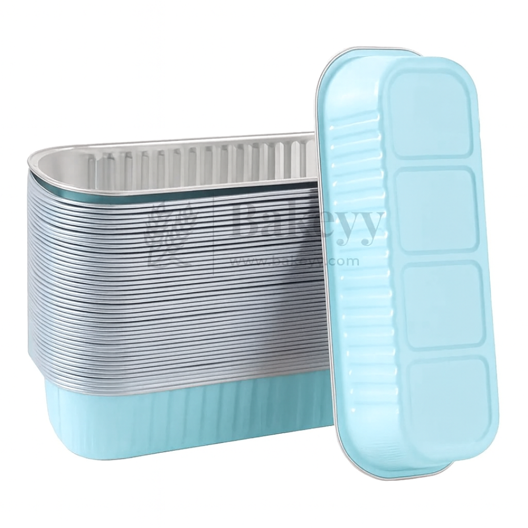 Aluminum Foil Baking Containers with Transparent Lid | Rectangle Tins | Bake N Serve | Pack of 100