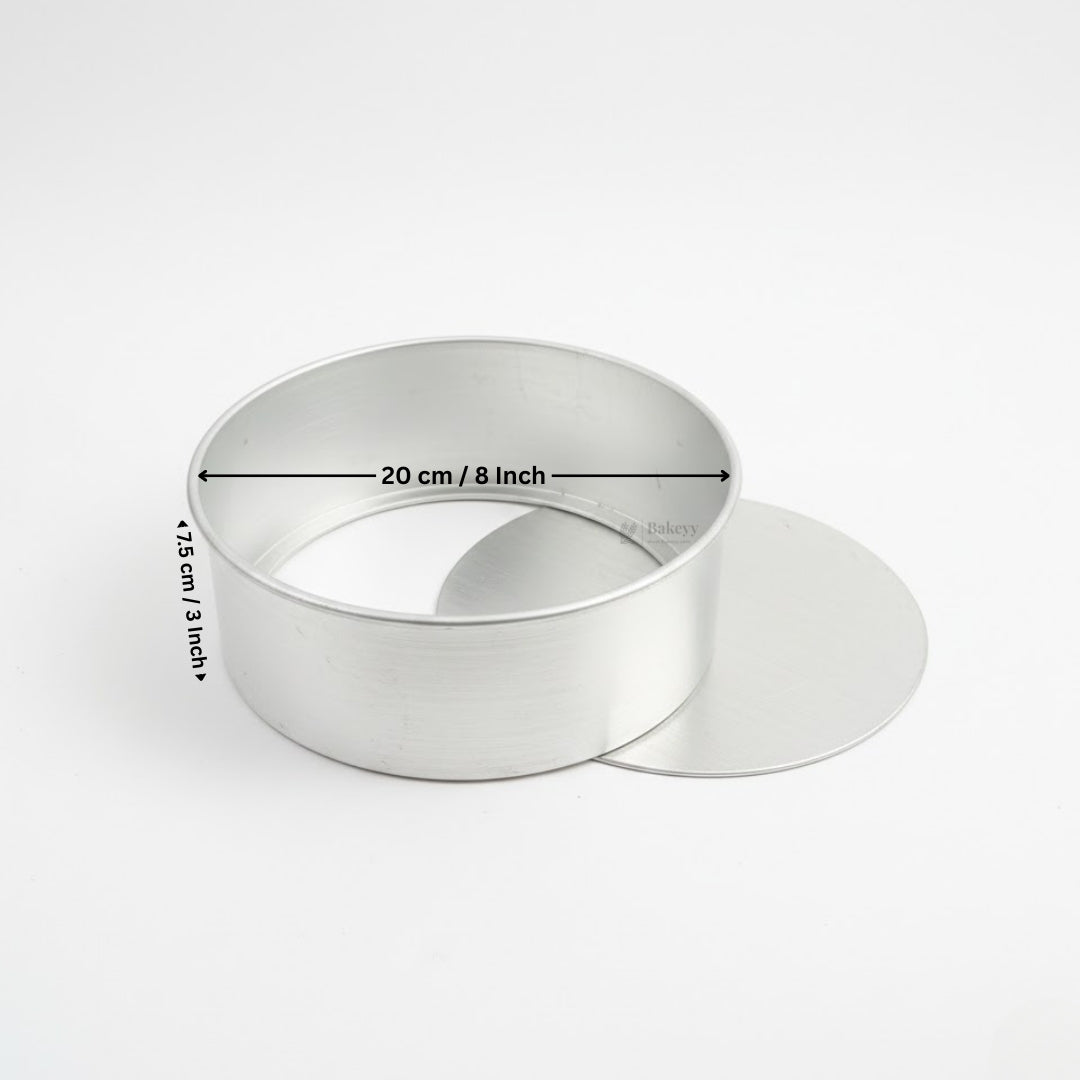 Aluminium Detachable Bottom Cake Mould | Round Baking Pan | 3 Inch Height | Multiple Sizes Available | Pack of 1